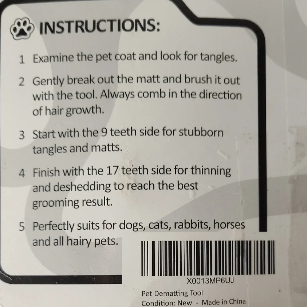 Pat Your Pet Blue Dematting Pet Grooming Tool w/ Extra Wide Dual Head Stainless